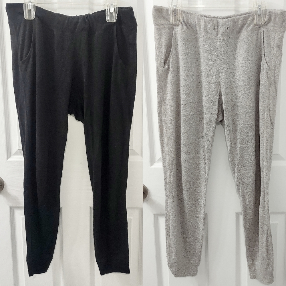 2-pack New York & Company Sweater Knit Joggers Light Heather Gray Black Size M L